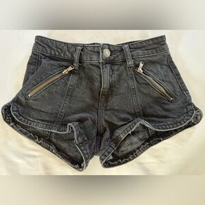 Aéropostale Mid Rise Shorty Black Denim Shorts Size 000 Zipper Pockets